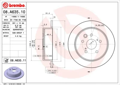 08.A635.10 BREMBO Тормозной диск