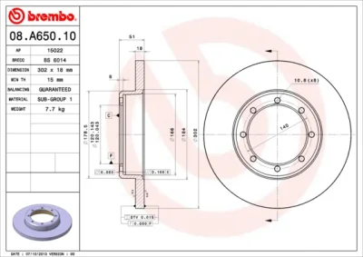 08.A650.10 BREMBO Тормозной диск