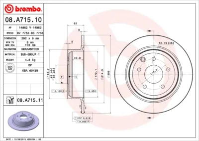 08.A715.10 BREMBO Тормозной диск
