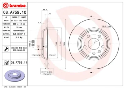 Тормозной диск BREMBO 08.A759.11