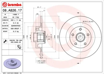 08.A826.17 BREMBO Тормозной диск