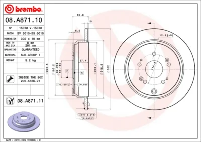 08.A871.10 BREMBO Тормозной диск