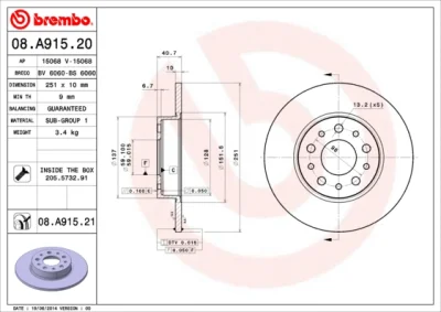 08.A915.20 BREMBO Тормозной диск