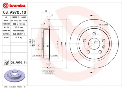 08.A970.11 BREMBO Тормозной диск