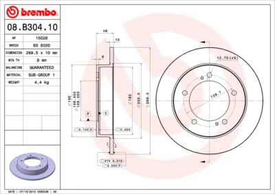 Тормозной диск BREMBO 08.B304.10