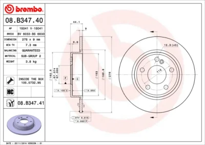 Тормозной диск BREMBO 08.B347.41