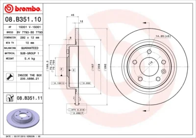 Тормозной диск BREMBO 08.B351.11