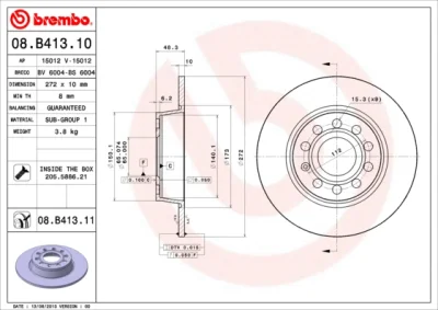 08.B413.10 BREMBO Тормозной диск