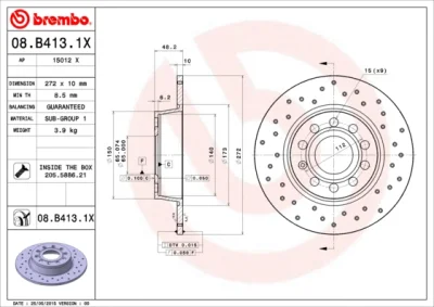 08.B413.1X BREMBO Тормозной диск