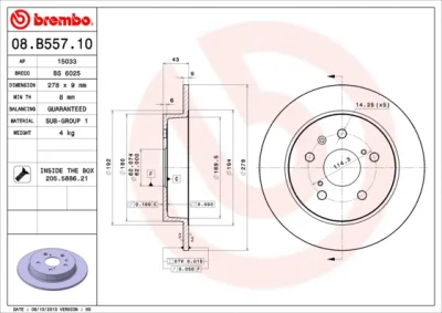 08.B557.10 BREMBO Тормозной диск