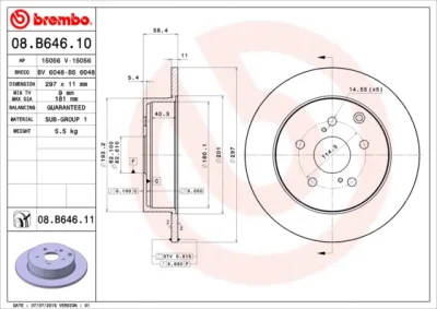 08.B646.11 BREMBO Тормозной диск