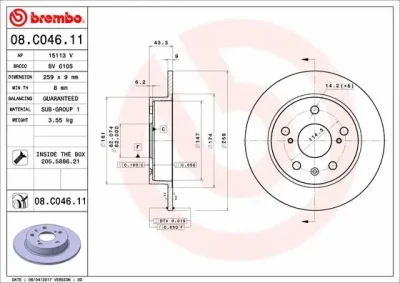 Тормозной диск BREMBO 08.C046.11
