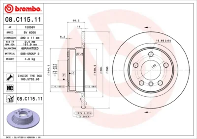 08.C115.11 BREMBO Тормозной диск