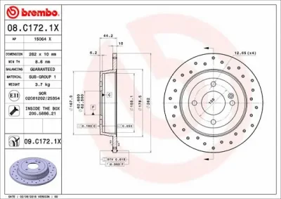 Тормозной диск BREMBO 08.C172.1X
