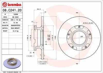 08.C241.20 BREMBO Тормозной диск