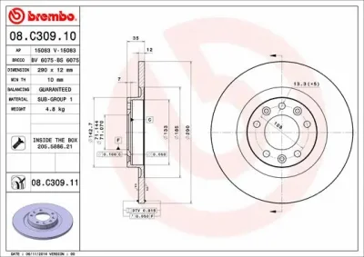 Тормозной диск BREMBO 08.C309.11