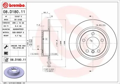 Тормозной диск BREMBO 08.D180.11