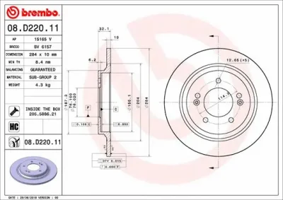 08.D220.11 BREMBO Тормозной диск