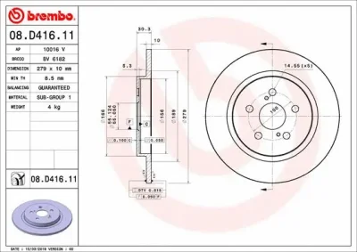 08.D416.11 BREMBO Тормозной диск