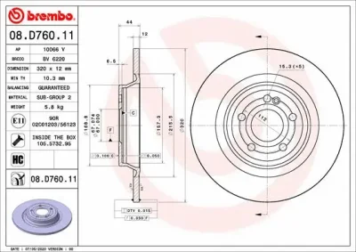 Тормозной диск BREMBO 08.D760.11