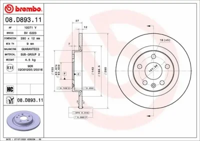 Тормозной диск BREMBO 08.D893.11