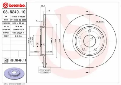 Тормозной диск BREMBO 08.N249.11