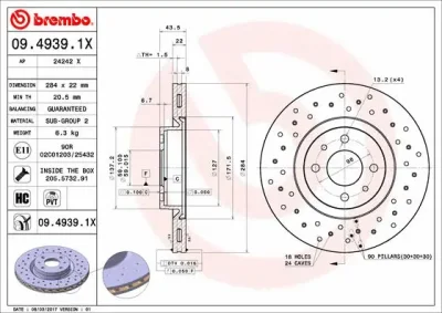 Тормозной диск BREMBO 09.4939.1X