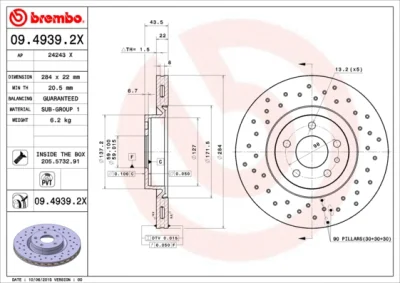 Тормозной диск BREMBO 09.4939.2X