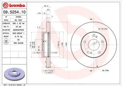 Тормозной диск BREMBO 09.5254.10