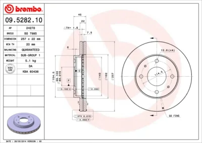 09.5282.10 BREMBO Тормозной диск