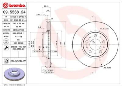 09.5568.24 BREMBO Тормозной диск