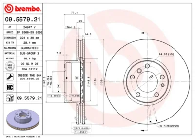 09.5579.21 BREMBO Тормозной диск