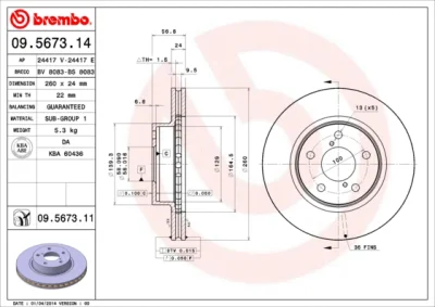 09.5673.14 BREMBO Тормозной диск