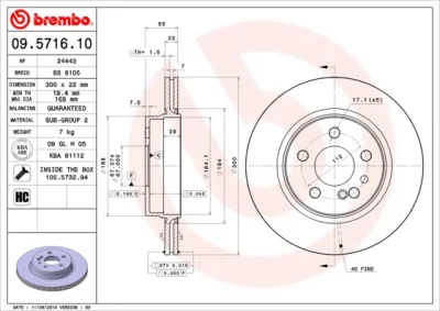 09.5716.10 BREMBO Тормозной диск