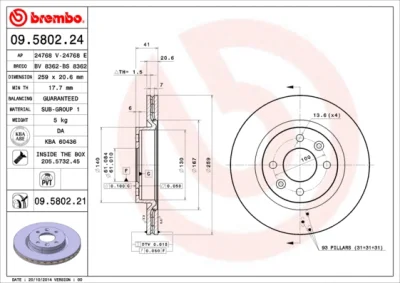 09.5802.24 BREMBO Тормозной диск