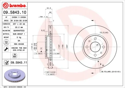 09.5843.10 BREMBO Тормозной диск