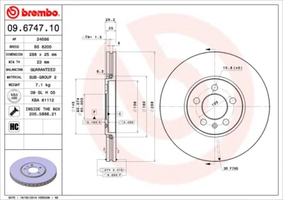 09.6747.10 BREMBO Тормозной диск