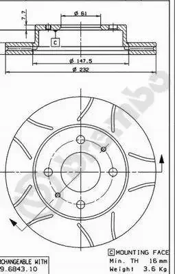 09.6943.75 BREMBO Тормозной диск