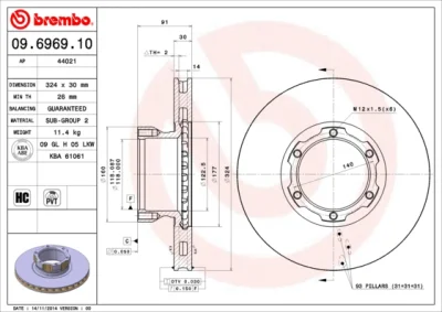 09.6969.10 BREMBO Тормозной диск