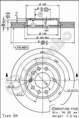 09.6997.24 BREMBO Тормозной диск