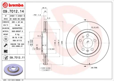 09.7012.11 BREMBO Тормозной диск