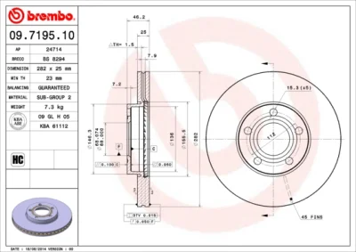 09.7195.10 BREMBO Тормозной диск