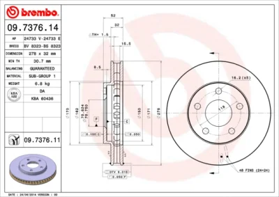 Тормозной диск BREMBO 09.7376.11