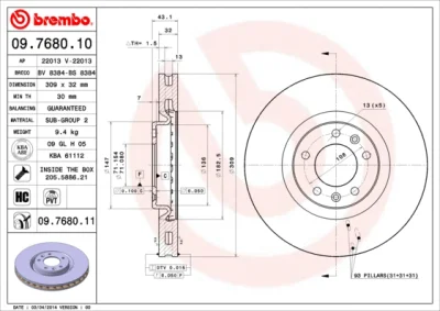 09.7680.10 BREMBO Тормозной диск