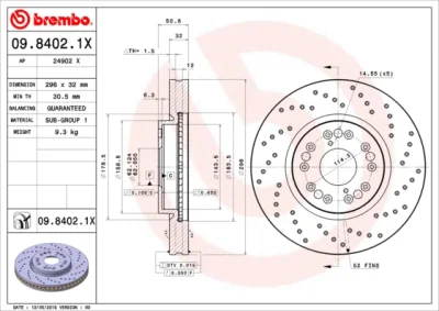 Тормозной диск BREMBO 09.8402.1X