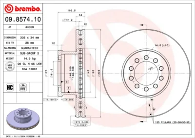 09.8574.10 BREMBO Тормозной диск