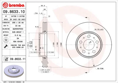 09.8633.11 BREMBO Тормозной диск