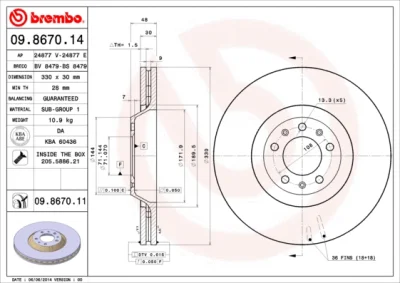 09.8670.11 BREMBO Тормозной диск