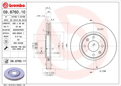 09.8760.10 BREMBO Тормозной диск