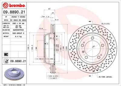 Тормозной диск BREMBO 09.8890.21